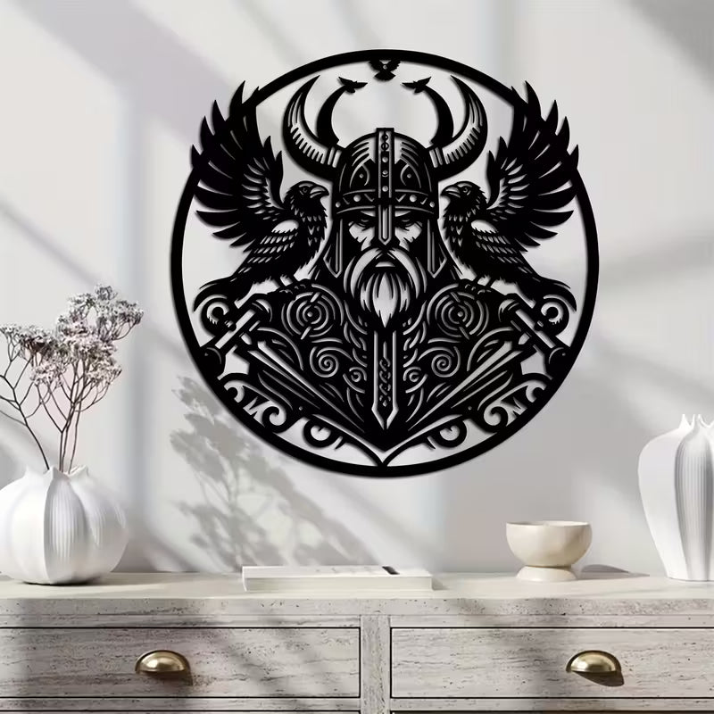 Odin mit Raben Metalldekoration