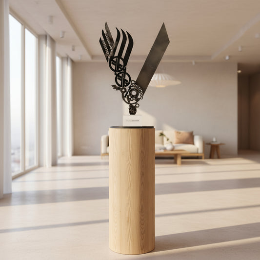 Steampunk Viking Logo auf Standfuß